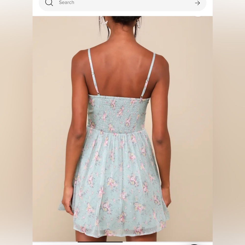 Lulu's Light Blue Floral Lace Chemise - Picture 2 of 7